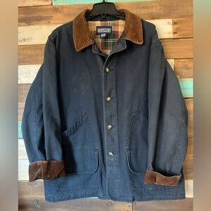 SOLD! Lands' End Men's Dark Blue Barn Coat with Corduroy Trim